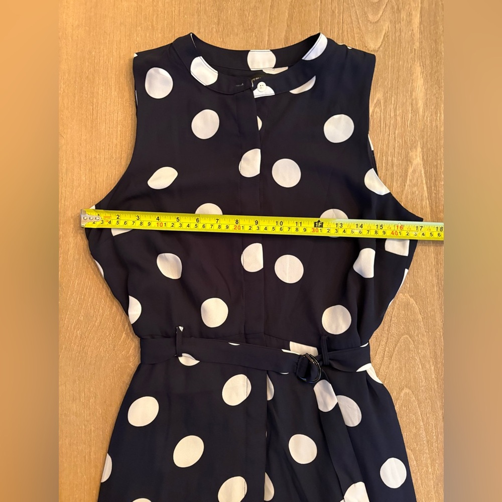 Banana Republic Navy White Polka Dot Maxi Dress Belted Sleeveless Pockets NWT 8 - Picture 9 of 10